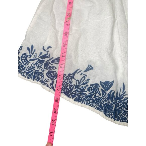 ZARA BASIC Women's XS Embroidered Blouse White with Blue Off-the-Shoulder - Picture 9 of 10